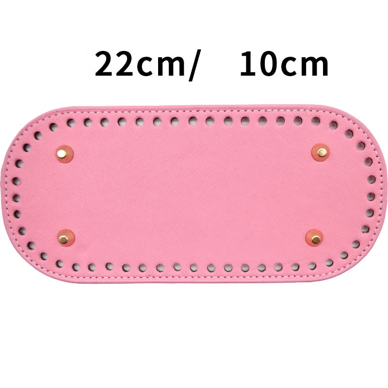 Pinkes, strapazierfähiges PU-Taschenboden mit Nieten, Maße 22x10 cm.