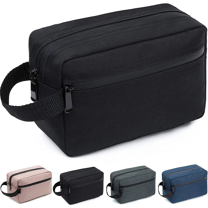 Un ensemble de quatre sacs organisateurs de toilette imperméables de grande capacité dans diverses nuances de noir, gris et b