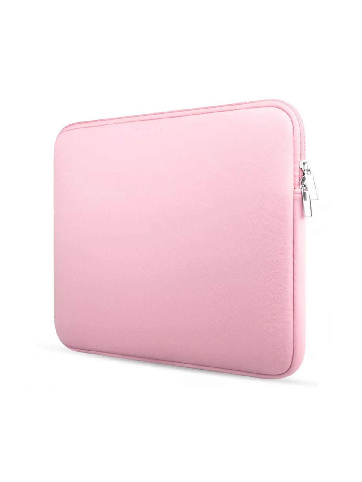 A pink multi-size laptop sleeve with a zipper closure.