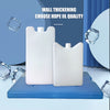 Two white reusable ice packs on a blue tray with ice cubes, promoting wall thickening HDPE III quality.