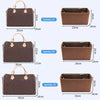 Three felt purse organizer inserts for Speedy 25, 30, and 35 showing different sizes.