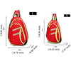 Red medical crossbody bag for first aid and essentials shown in large and small sizes