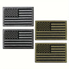 Three embroidered patches featuring the American flag design in different shades of gray and gold.
