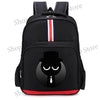 Black cartoon anime backpack featuring a silhouette of a man in a top hat.