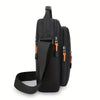 Black men's crossbody sling bag with an adjustable strap and zipper details.
