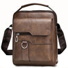 Sac bandoulière en cuir PU marron pour homme avec rabat et poche zippée