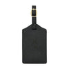 Black PU leather luggage tag with a gold-colored loop and privacy cover.