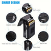 A black multi-functional phone pouch featuring various features like zippered pockets, a carabiner hook, and an elastic band.