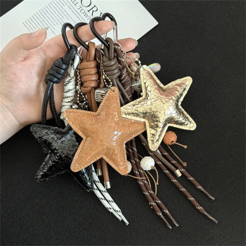 Collection de porte-clés en ballon de style Y2K esthétiques avec différentes textures et formes d'étoiles