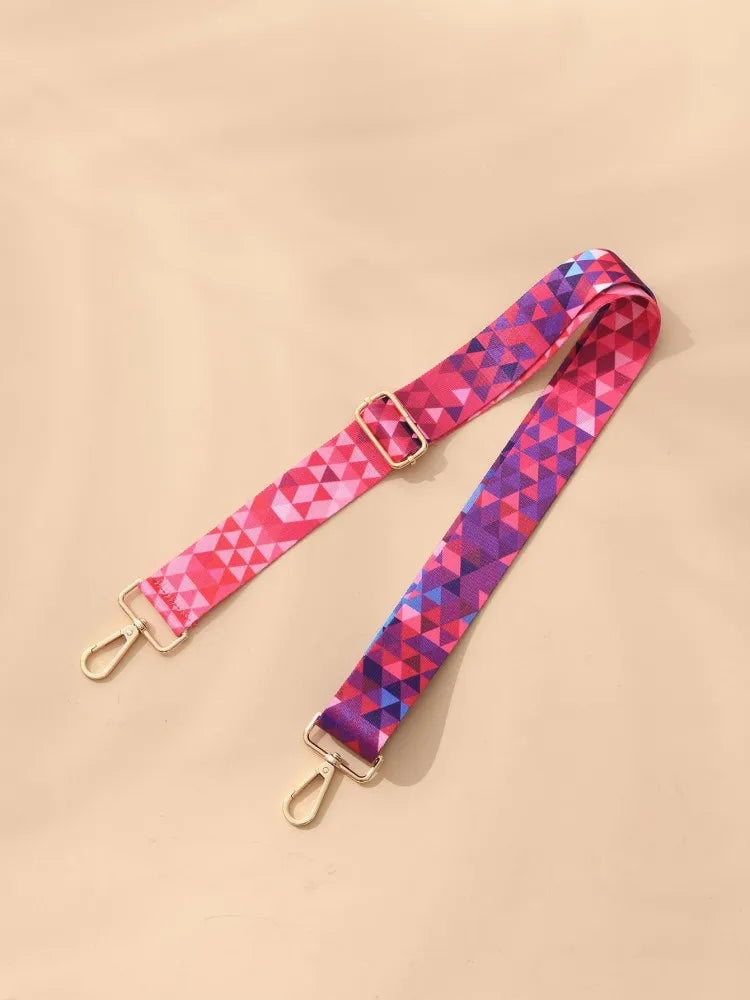 Sangle réglable à épaule à motif géométrique rose et violet pour sacoche.
