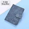 A dark blue passport holder cover made of PU leather with a flap closure.