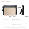 A black PU leather clutch bag shown next to a ruler for scale, displaying its dimensions.
