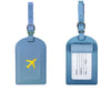 A light blue PU leather passport holder with a lanyard and card slots.