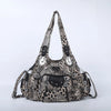 A leopard print vintage PU leather hobo shoulder bag with black hardware.