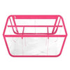 Pink waterproof transparent beach bag organizer with dividers and a protective frame