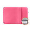 A pink universal laptop sleeve case for 11 to 17 inch laptops, showing the interior gray lining.