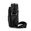 Black men's vintage leather messenger bag with a zippered compartment and adjustable strap.