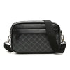 Black men's PU leather shoulder clutch bag with a diagonal stripe strap