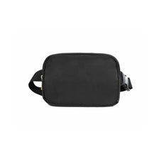Black waterproof waist pack designed for travel and fitness.