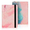 A pink watercolor-style e-book cover with gold accents and a black protective strap.