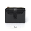 Black premium PU leather bi-fold wallet with a zippered closure and leather trim.