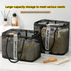Bolsas de almacenamiento de malla negra con asas para organizar artículos de baño y ducha