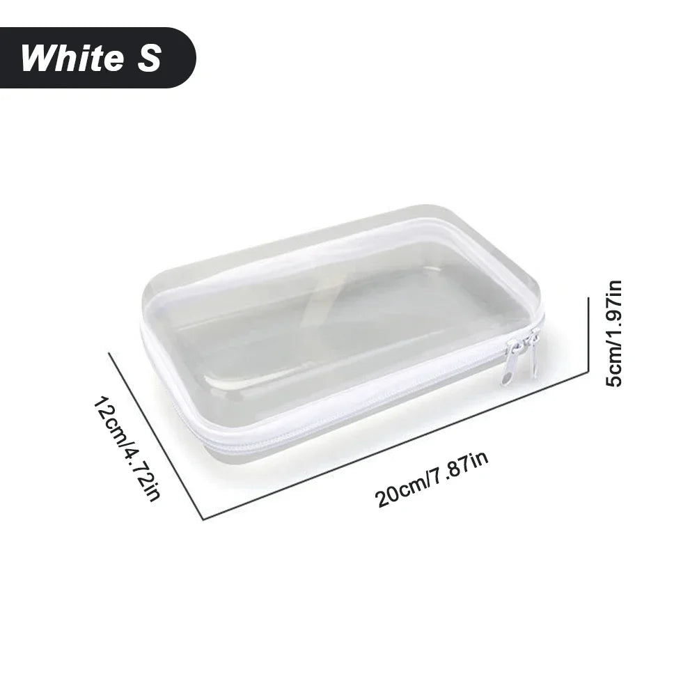 A clear plastic storage pouch labeled White S, measuring 5cm x 1.97in by 20cm x 7.87in.
