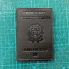 A dark brown leather passport holder for the Italian Republic of Italy, featuring an EU emblem and the word PASSAPORTO.