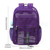 Purple mesh backpack designed for laptop and daily use with adjustable straps.