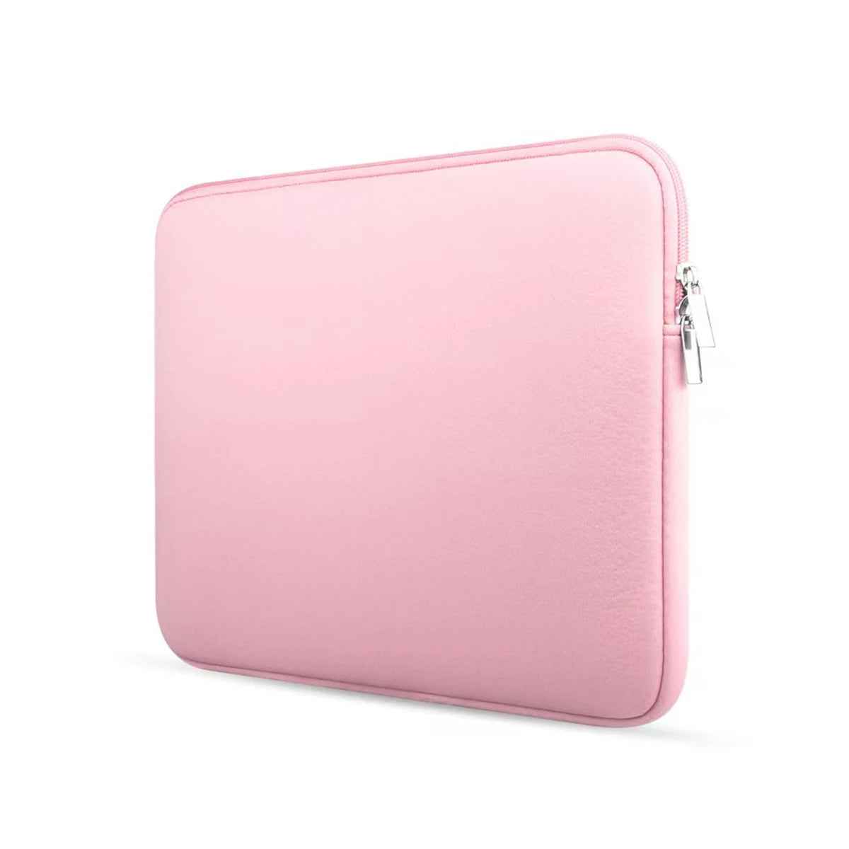 A pink multi-size laptop sleeve with a zipper closure.