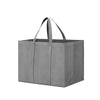 A gray reusable eco-friendly tote bag with handles, shown from the front.