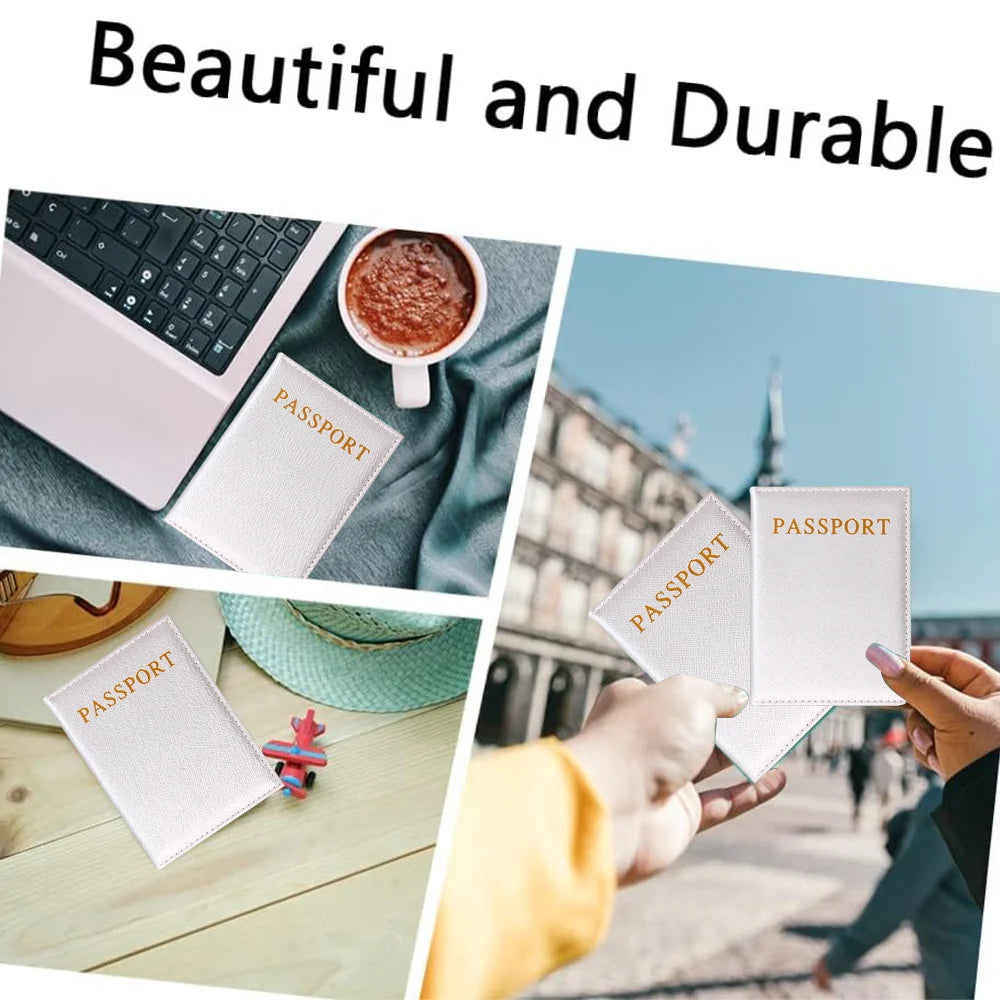 A close-up of an elegant pink PU travel passport holder and a passport being held by a hand.