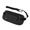 Bolsa de dinero con bloqueo RFID delgado y negro con correa.