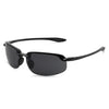 Black rimless polarized sports sunglasses viewed from the front