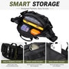 Black tactical sling waist pack designed with pockets for easy access and storage