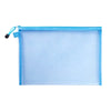 Light blue clear mesh zipper pouch for storing documents or small items