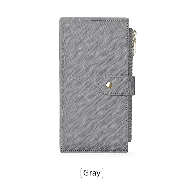 A gray RFID Bifold Wallet for women shown in a vertical orientation.