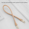 A tan leather replacement shoulder strap with a gold-toned clasp is shown against a white background.