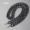 A black acrylic resin detachable bag chain strap measuring 120cm