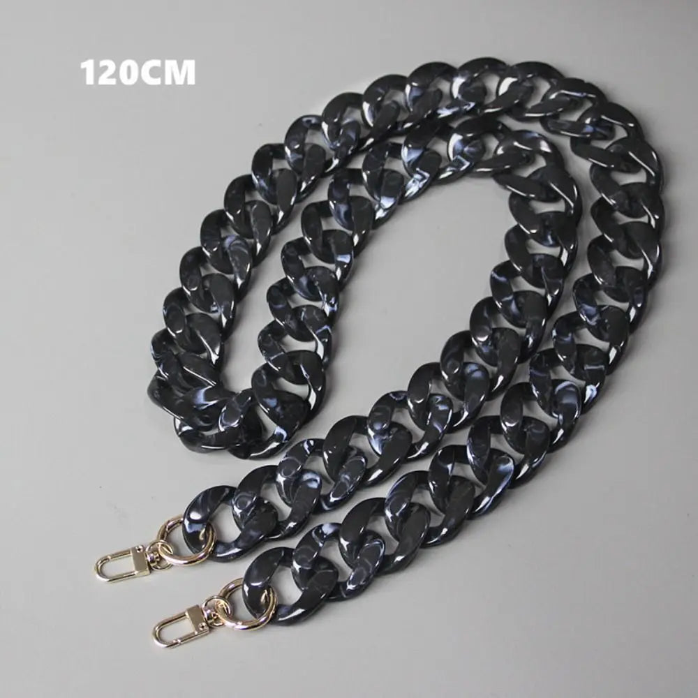 A black acrylic resin detachable bag chain strap measuring 120cm