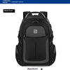 Black front view of a durable men's laptop backpack.
