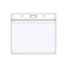 A transparent vinyl ID card holder sleeve with a clear plastic cover and multiple slots.