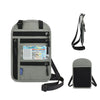 Gray and black RFID blocking travel passport holder with a strap and a separate black pouch.