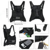 Sac de sport noir multi-usage, montré sous différentes vues et configurations pour activités de plein air