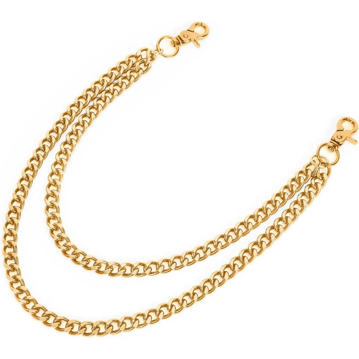 Goldkette mit verstellbarem Frangenschlösschen, geeignet für Schlüssel und Accessoires.