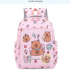 Pink cartoon animal backpack featuring cute bear characters and various sweet designs.