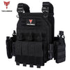 Black 1000D tactical plate carrier vest with adjustable molle system
