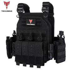 Black 1000D tactical plate carrier vest with adjustable molle system