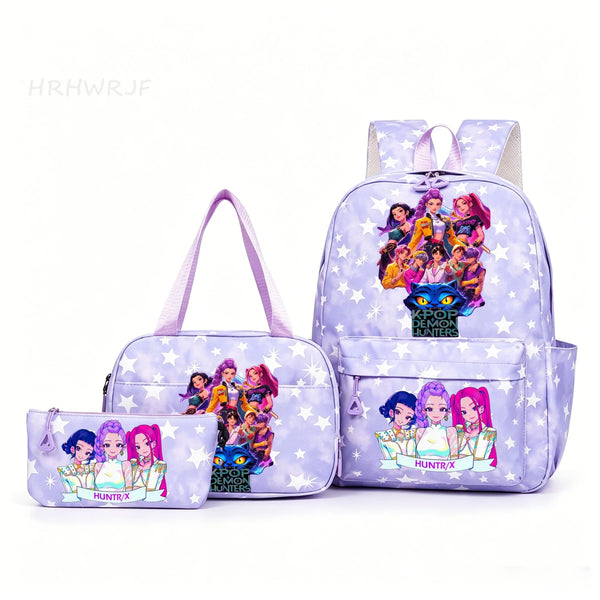 Set de mochila de moda morada y lavanda con personajes de Encanto para estudiantes y viajes.