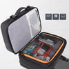 A black business travel backpack with an 180-degree opening mode shown open, displaying internal organization.